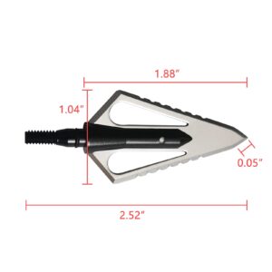 LeeMui Archery Broadhead 100 Grain Hunting Arrow Cutting Serrated Blade Traditional Crossbow Composite Bow Arrowheads 6 Pack or 12 Pack (Black Arrow 6PK)