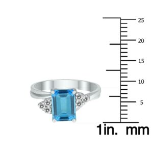 8X6MM Blue Topaz and Diamond Twist Ring in 10K White Gold