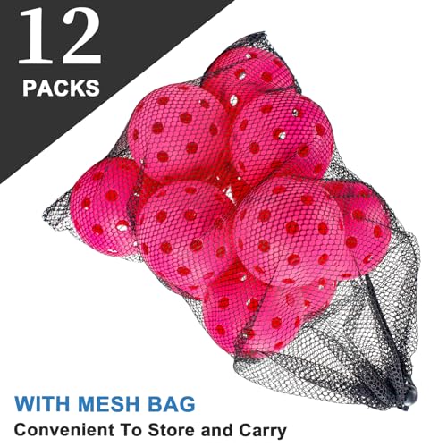 MYKUJA 12Pack Outdoor Pickleballs|Pink Pickleballs Balls USAPA Approved |Pickleballs Outdoor Balls|Pink Pickle Ball Outside|Pickleball Balls for Outdoor Play