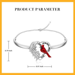 Iringnier Cardinal Bracelet for Women Heart Angel Wing When a Cardinal Appears Your Loved One Is Near Inspirational Memory Memorial Bracelet for Loss Of Loved One Gifts