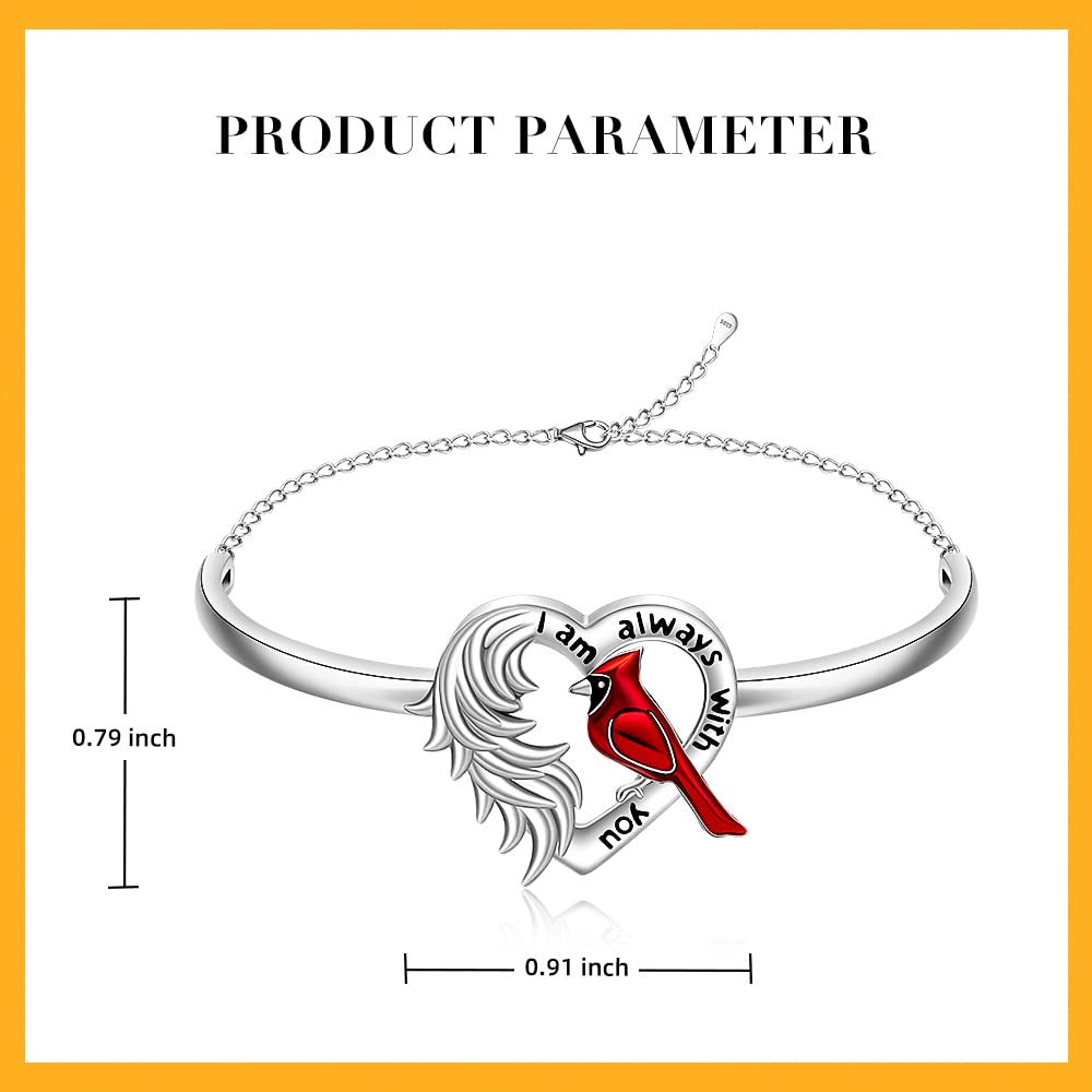 Iringnier Cardinal Bracelet for Women Heart Angel Wing When a Cardinal Appears Your Loved One Is Near Inspirational Memory Memorial Bracelet for Loss Of Loved One Gifts