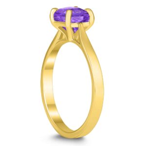 Square Princess Cut 6MM Amethyst Solitaire Ring in 10K Yellow Gold