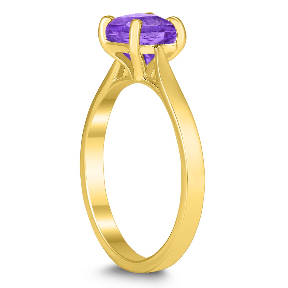 Square Princess Cut 6MM Amethyst Solitaire Ring in 10K Yellow Gold