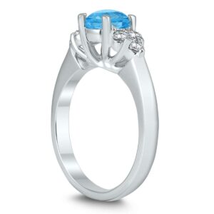 6MM Blue Topaz and Diamond Cynthia Ring in 10K White Gold