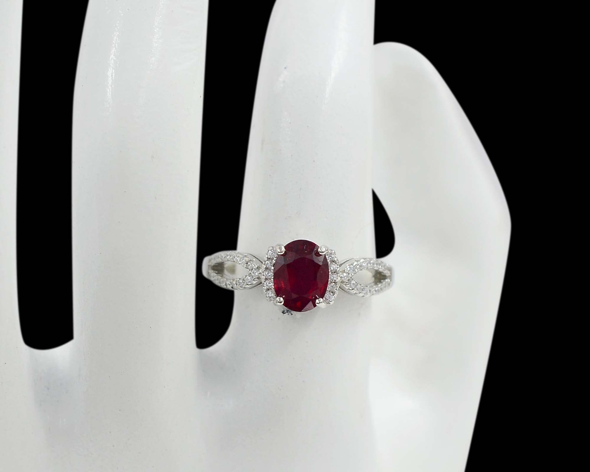 8X6 MM Natural Red Ruby Oval Cut Gemstone 925 Sterling Silver July Birthstone Solitaire Unisex Proposal Ring Love and Friendship Gift For Girlfriend (Rhodium Plated Silver, 8.5)