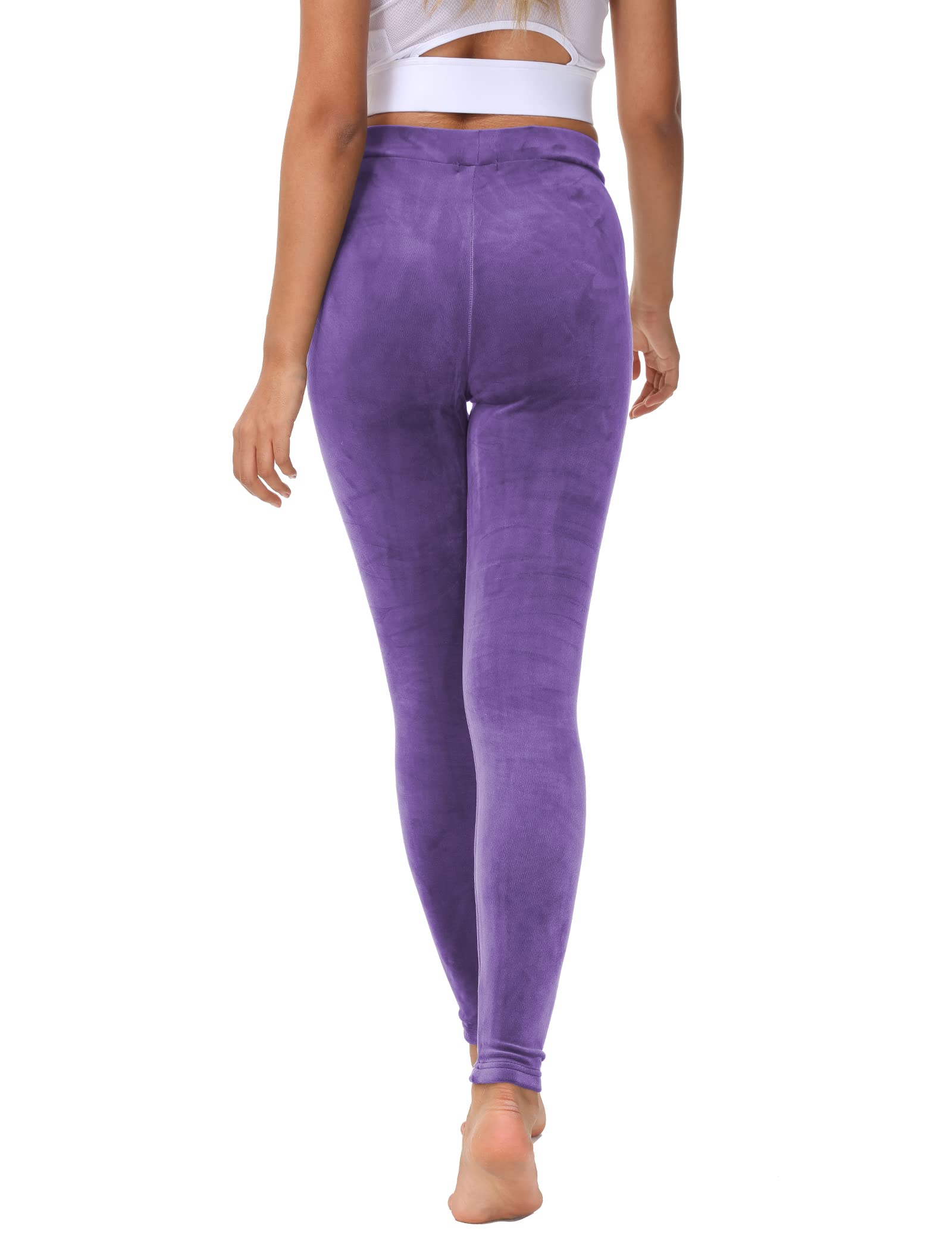 COZZYON Women Velour Leggings, High Waist Soft Leggings Warm Winter Velour Yoga Pants(Purple,L)