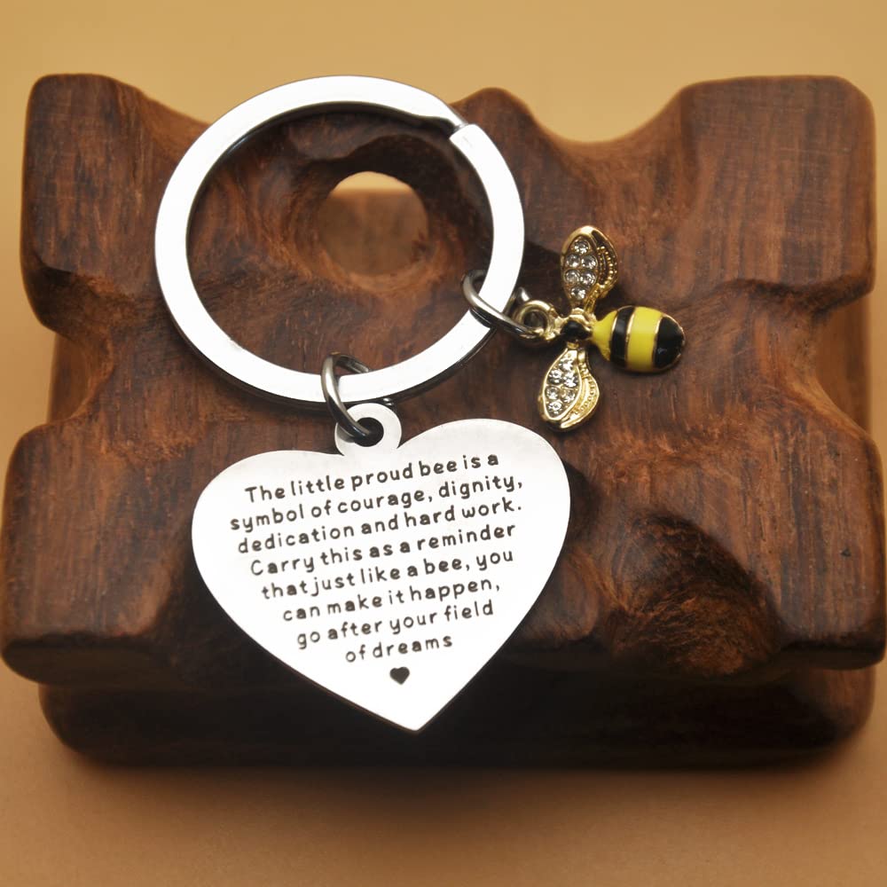 Zolivie Bee Keychain-Inspirational Keyring for Graduation Farewell Birthday-Motivational Key Chain- For Him/Her-Colleagues Friends-Handbags & Purse Charms