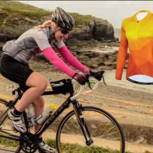 YOUALSO Bike Jersey Women Long Sleeve Cycling Shirt with Pockets Red M