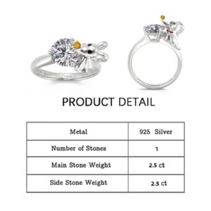 Jeulia Round Cut Silver Ring: Sterling Silver Hug Me Fashion Anniversary Promise Engagement Wedding Christmas Ring for Her with Gift Jewelry Box (White-2, 8)