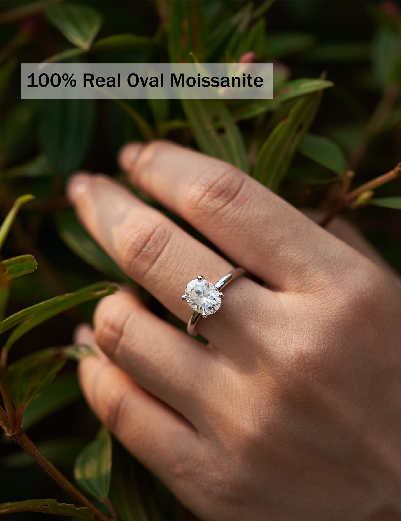 IMOLOVE Moissanite Oval Engagement Rings for Women 1.5CT Oval Ring Sterling Silver 18K White Gold Plated Solitaire Engagement Ring Promise Ring Wedding Ring for Her-70