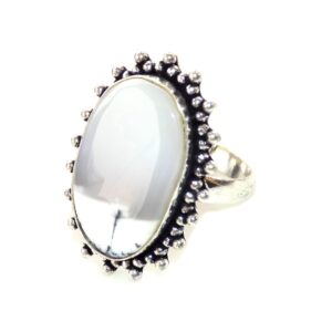 Dendritic Opal Ring, Silver Plated Ring, Handmade Ring, Women Ring Jewelry, Adjustable Ring, (Size- 7.5 USA) BRS-388