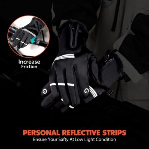 Hikenture Winter Cycling Gloves for Men and Women - Thermal Full Finger Bike Gloves(Black S)