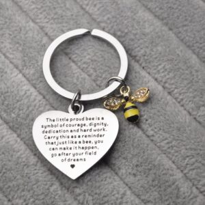 Zolivie Bee Keychain-Inspirational Keyring for Graduation Farewell Birthday-Motivational Key Chain- For Him/Her-Colleagues Friends-Handbags & Purse Charms