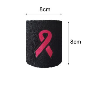 2 Pairs Breast Cancer Awareness Sweatband Pink Ribbon Wristbands Football Wristbands Baseball Wristbands Sports Wristbands for Football Tennis Basketball Baseball Running,Breast Cancer Awareness Gifts