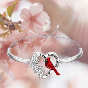 Iringnier Cardinal Bracelet for Women Heart Angel Wing When a Cardinal Appears Your Loved One Is Near Inspirational Memory Memorial Bracelet for Loss Of Loved One Gifts