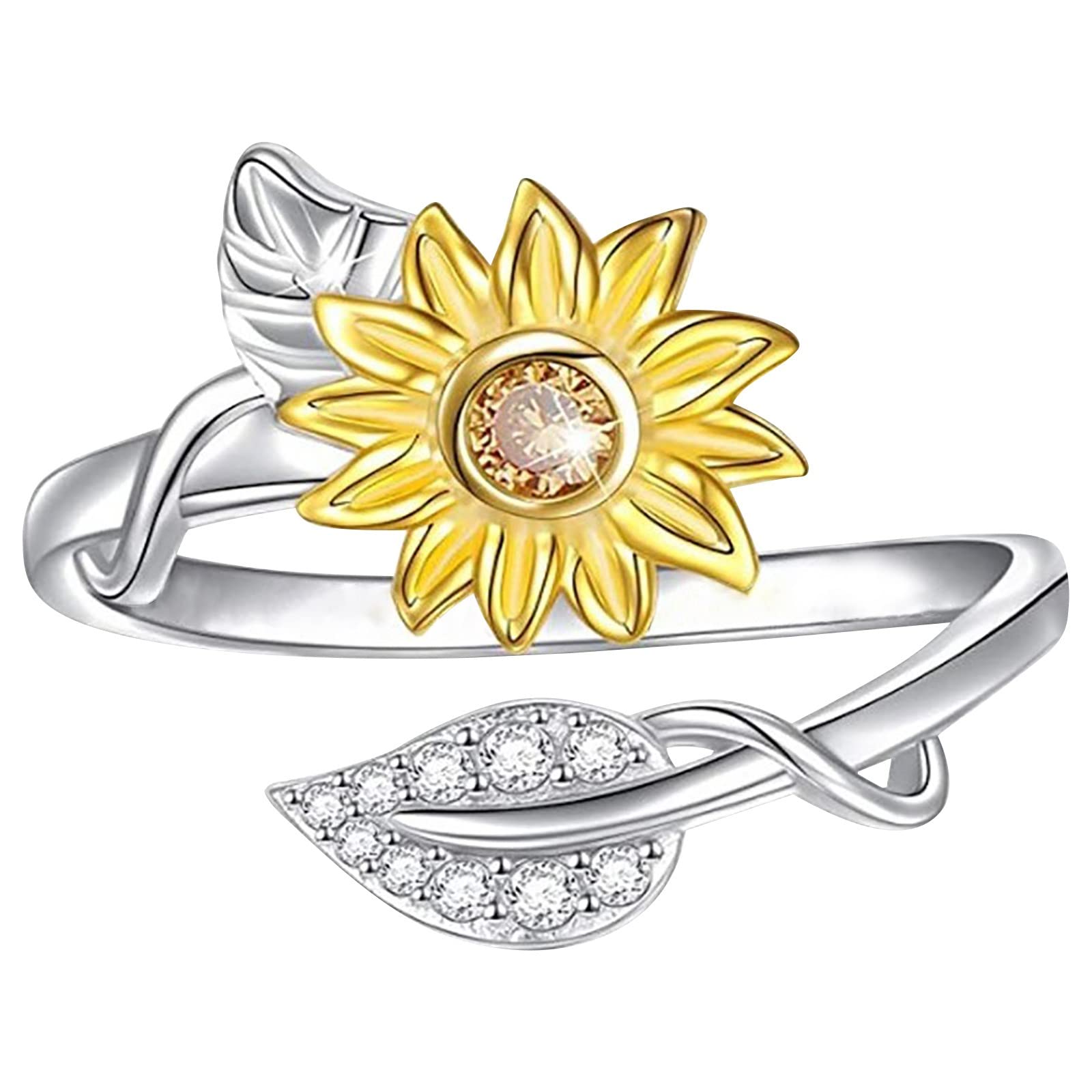 Ring Stuff Gift Fingertip Ring Spinning Ring My Sunshine Ring Sunflower Rings (Yellow, One Size)