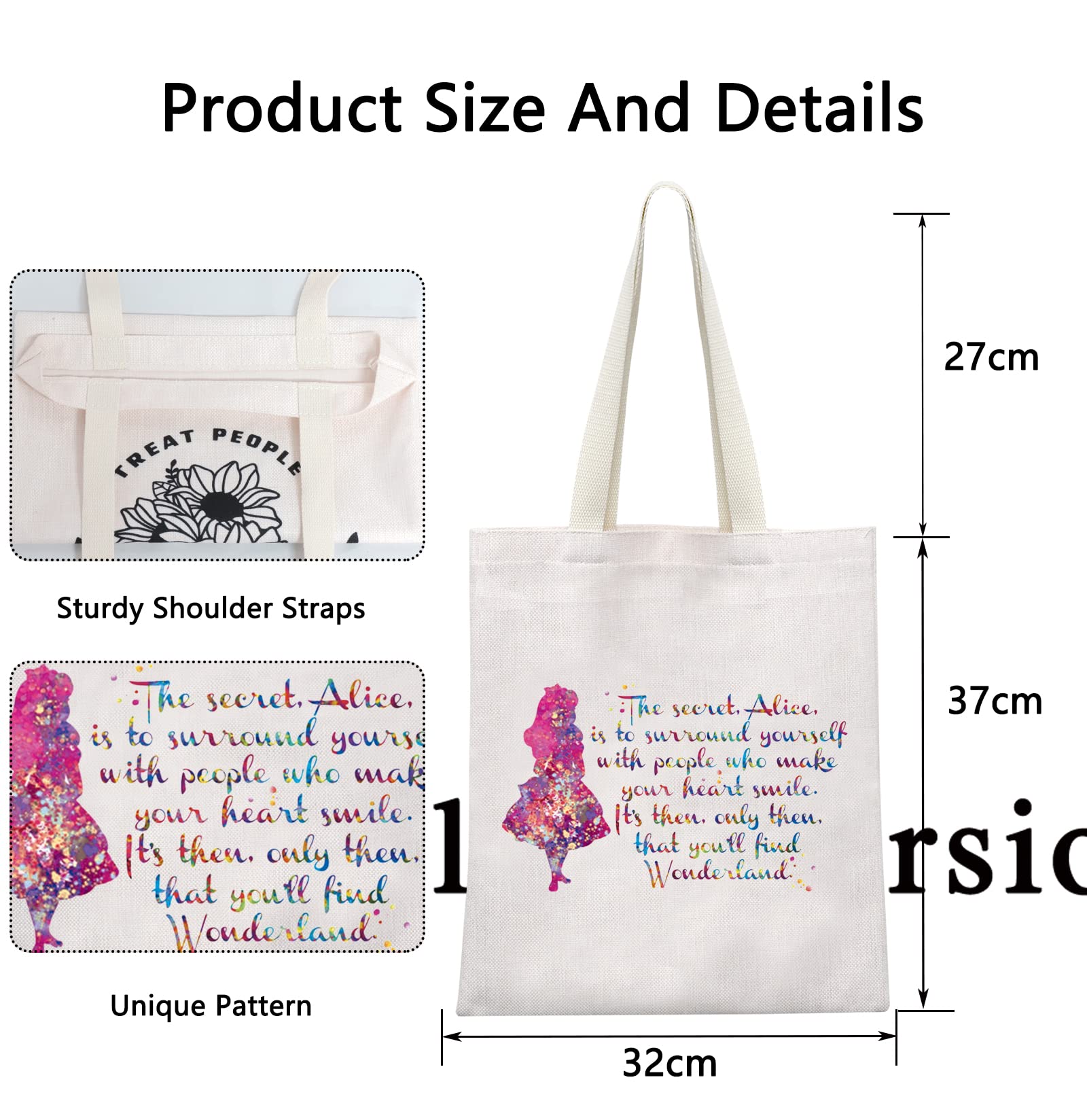 POFULL Alice Gift Fairy Tales Gift Alice Lover Gift For Friends Alice Merchandise Gift for Fans (The secret, Alice Tote Bag)