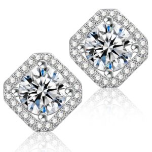 ABSOLUTE Moissanite Stud Earrings 2 Carat 925 Sterling Silver White Gold Plated Hypoallergenic Moissanite Diamond Earrings Studs for Women Men Promise Birthday Christmas Gift With Certificate