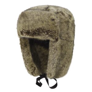 Clobeau Men's Faux Fur Trapper Hat Trooper Trapper Hat Warm Winter Hats Hunting Hat Ear Flaps Snow Ski Cycling Caps