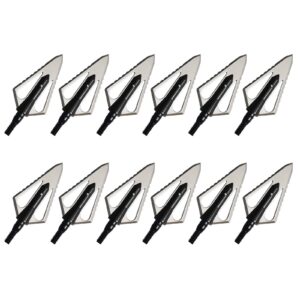 LeeMui Archery Broadhead 100 Grain Hunting Arrow Cutting Serrated Blade Traditional Crossbow Composite Bow Arrowheads 6 Pack or 12 Pack (Black Arrow 12PK)