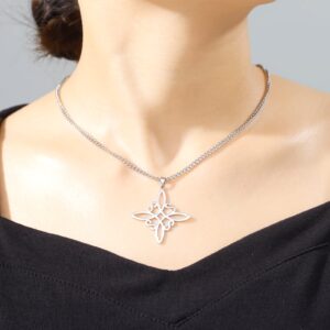 Dreamtimes Silver Color Witch Necklace for Women Celtic Knot Necklace Witches Knot Protection Amulet Triquetra Necklace Wiccan Jewelry Satanic Necklace Witch Pendant Jewelry (Silver)