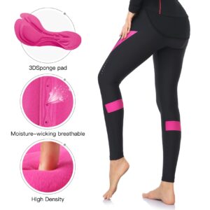 DIFOS Women's Cycling Pants with Padded Thermal Fleece Bike Tight for Winter Bicycle Trousers Pink