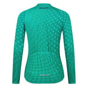 YOUALSO Bike Jersey Women Long Sleeve Cycling Shirt With Pockets Green Dots M