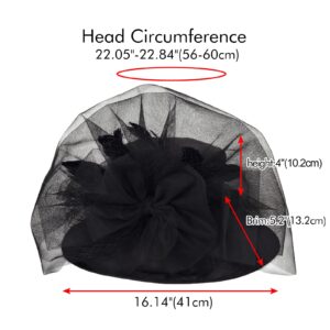 2024 Kentucky Derby Hats for Women Girls Ladies, Organza Church Tea Party Wedding Funeral Fascinator Hat UV Protection Sun Hat Black