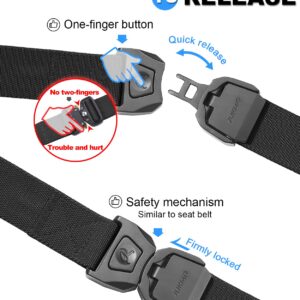 JUKMO Quick Release Tactical Belt, Military Work 1.5" Nylon Web Golf Belt with Heavy Duty Seatbelt Buckle (Black, Large-for Waist 42"-46" (Length 53"))