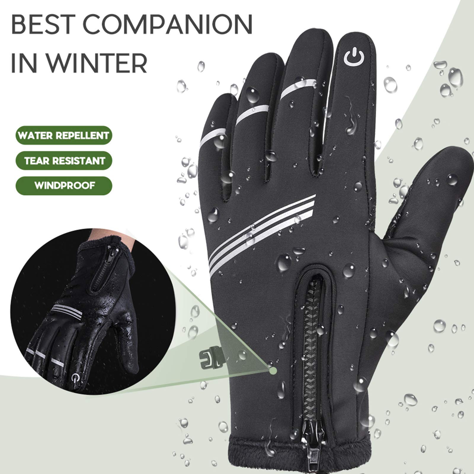 Hikenture Winter Cycling Gloves for Men and Women - Thermal Full Finger Bike Gloves(Black S)