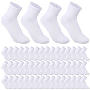 Tarpop 48 Pairs Men Quarter Ankle Socks Athletic Socks Moisture Wicking Bulk Crew Casual Sports(White)