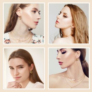 Tiamon 12 Pcs Gold Silver Jewelry Sets for Women Layered Set of Earring Necklace Bracelets for Teen Girl Men Jewelry Gifts(Gentle Style)