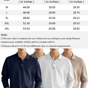 Mens Outdoor Polo Shirt Thick Golf Pullovers Long Sleeve Skin Friendly Thermal Fabric 2XL Grey