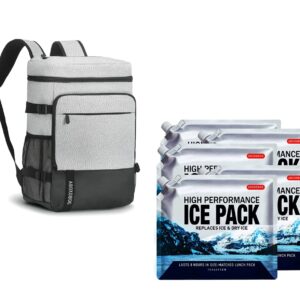 40 Cans Backpack Cooler Leakproof Lightweight Insulated with 5 Ice Pack for Coolers Long Lasting for Lunch Picnic Fishing Hiking Camping Park Beach