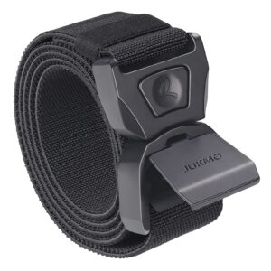 jukmo quick release tactical belt, military work 1.5" nylon web golf belt with heavy duty seatbelt buckle (black, large-for waist 42"-46" (length 53"))