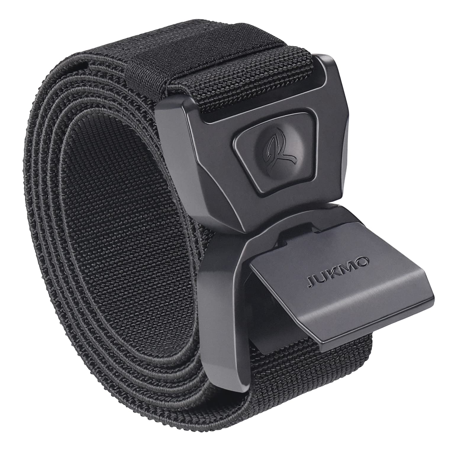 JUKMO Quick Release Tactical Belt, Military Work 1.5" Nylon Web Golf Belt with Heavy Duty Seatbelt Buckle (Black, Large-for Waist 42"-46" (Length 53"))