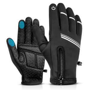 Hikenture Winter Cycling Gloves for Men and Women - Thermal Full Finger Bike Gloves(Black S)