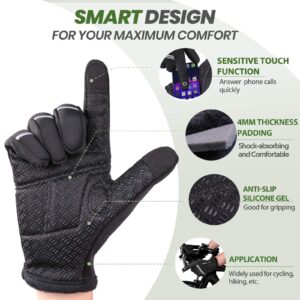 Hikenture Winter Cycling Gloves for Men and Women - Thermal Full Finger Bike Gloves(Black S)