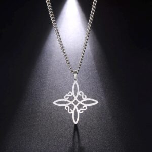 Dreamtimes Silver Color Witch Necklace for Women Celtic Knot Necklace Witches Knot Protection Amulet Triquetra Necklace Wiccan Jewelry Satanic Necklace Witch Pendant Jewelry (Silver)