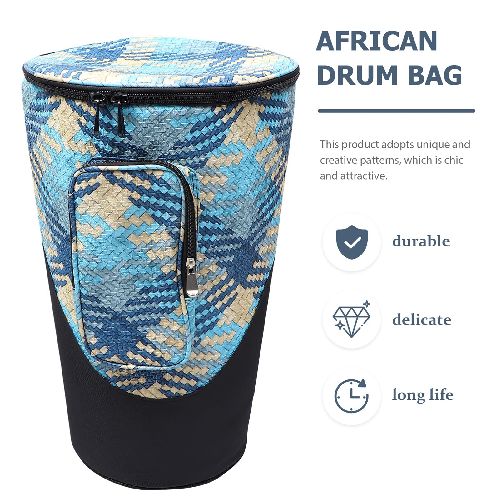 Djembe Drum Bag 12 Inch, Djembe Backpack Padded Gig Bag with Shoulder Strap, Accessories Pocket, Double Layer, Djembe Drum Carrying Case