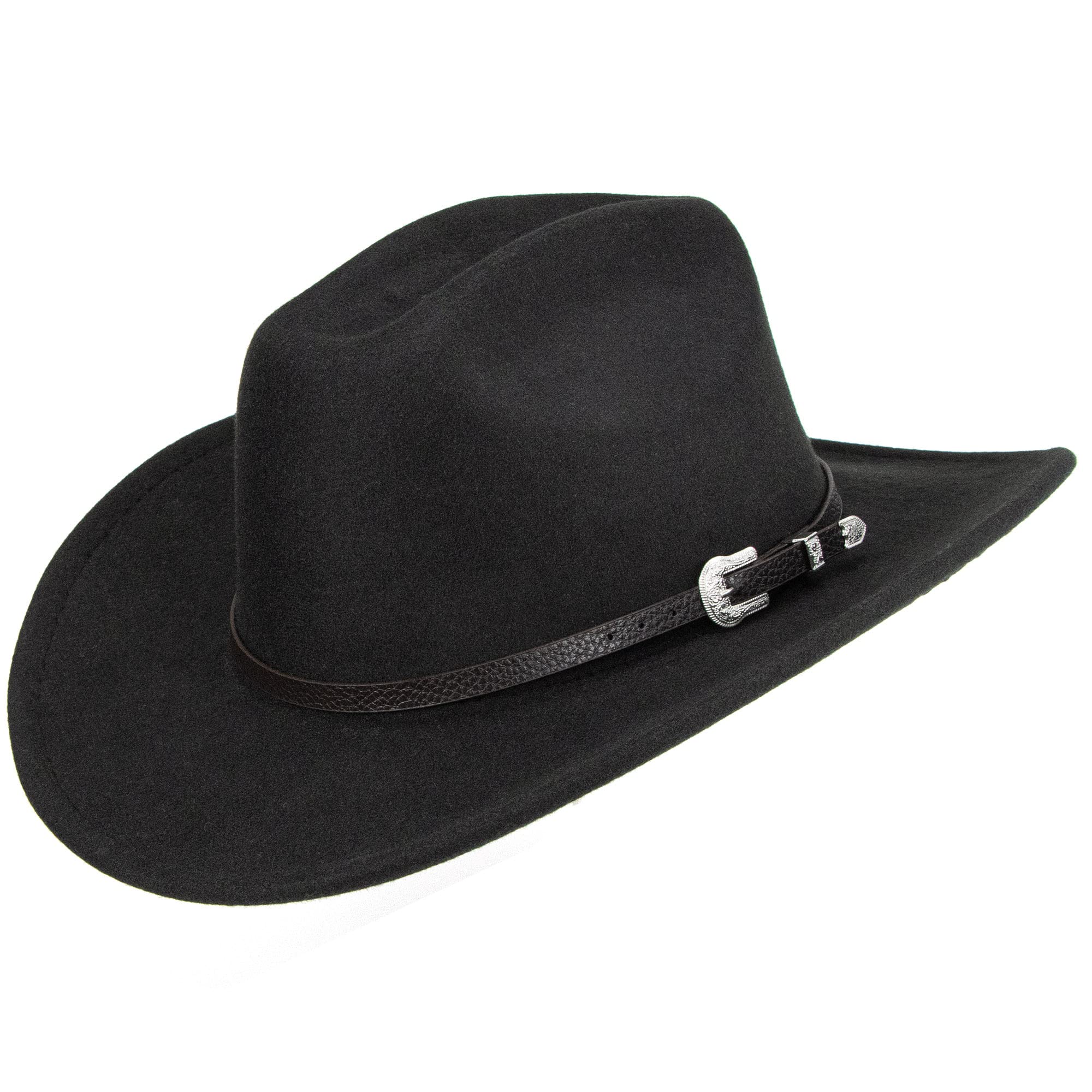 FGSS Classic Felt-Western-Cowboy-Cowgirl-Hats for Women-Men Fedora-Jazz-Hat with Belt(Lagre)