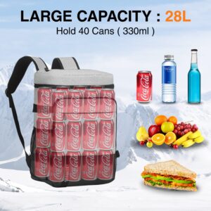 40 Cans Backpack Cooler Leakproof Lightweight Insulated with 5 Ice Pack for Coolers Long Lasting for Lunch Picnic Fishing Hiking Camping Park Beach