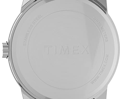 Timex Men's Easy Reader 38mm Perfect Fit Watch – Silver-Tone Case White Dial with Silver-Tone Expansion Band