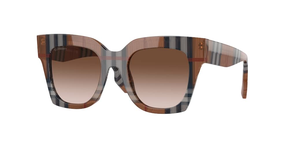 BURBERRY Kitty BE4364 396713 49MM Check Brown/Brown Gradient Square Sunglasses for Women + BUNDLE With Designer iWear Eyewear Kit