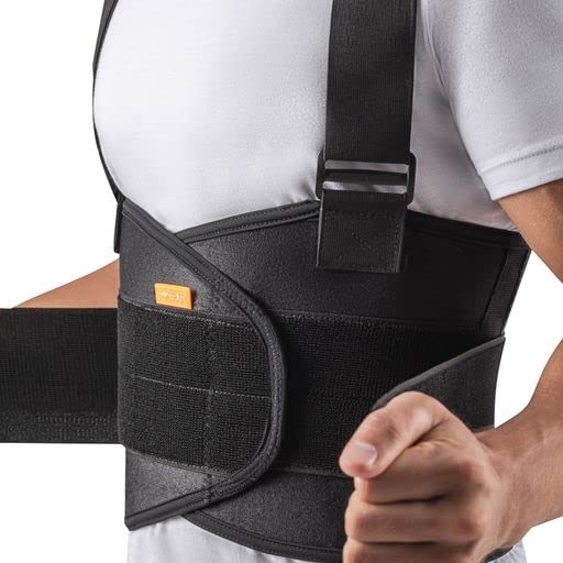 HIDROLIGHT – Back Brace with Suspension - Lower Back Pain Relief Products, Lower Lumbar Support for Heavy Lifting, Back Posture Corrector for Women and Men, Gait Belt - Black, Large