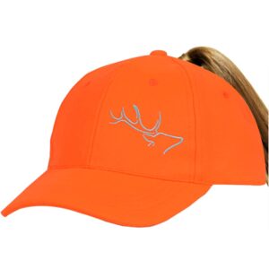 EDTREK Womens Performance Cap Hat with Ponytail Hole - Camo and Blaze Orange Hunting Hats (Blaze Orange), One Size