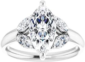 marquise cut 3 carat vvs1 clarity moissanite diamond 925 sterling silver ring five stone promise ring, bridal ring, engagement ring wedding ring party jewelry (8)