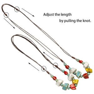 Blazing Autumn Ceramic Beads and Pendant Y Necklace for Teens and Women (LF0001, Small Flower and Beads, LF1000)