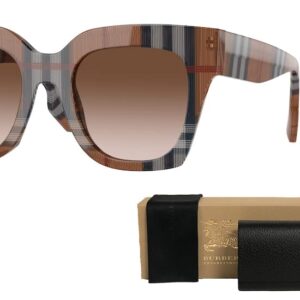 BURBERRY Kitty BE4364 396713 49MM Check Brown/Brown Gradient Square Sunglasses for Women + BUNDLE With Designer iWear Eyewear Kit