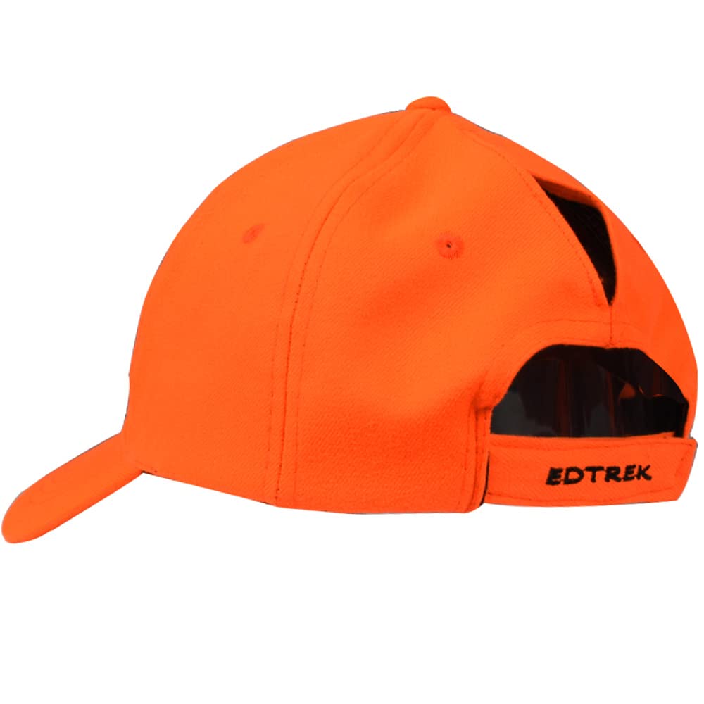 EDTREK Womens Performance Cap Hat with Ponytail Hole - Camo and Blaze Orange Hunting Hats (Blaze Orange), One Size